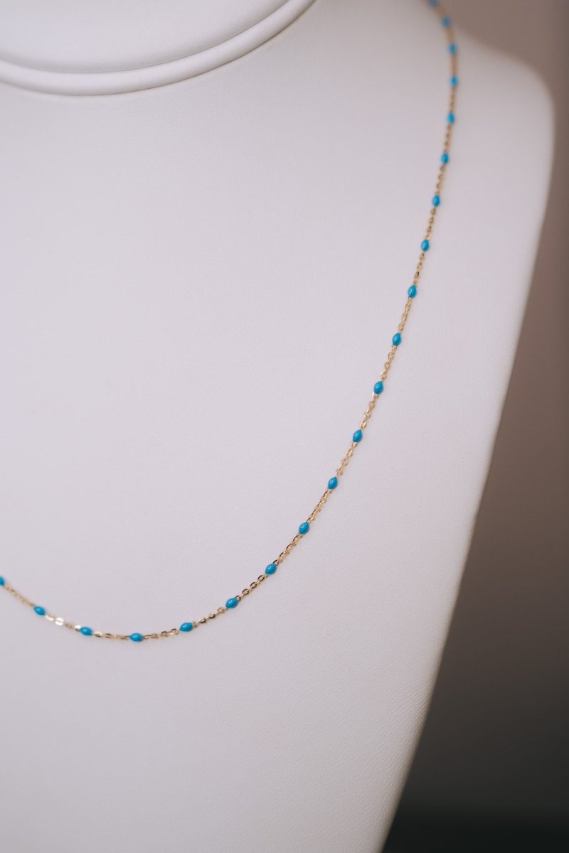 10k Gold with Tiny Blue SpacersZPL - Fine LineNECKLACES