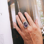 14k White Gold, 7ct Amethyst Surrounded by Blue Topaz and Diamonds RingZiabirdRINGS