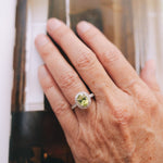 14k White Gold and Oval Peridot Accented with Diamonds RingZiabirdRINGS