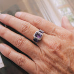 14k White Gold and Triple Amethyst Accented with Diamonds RingZiabirdRINGS