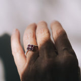 14k White Gold, Ruby Flower and Diamond RingZiabirdRINGS