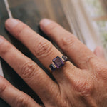 14k Yellow Gold and Triple Emerald Cut Amethysts Accented with Diamonds RingZiabirdRINGS