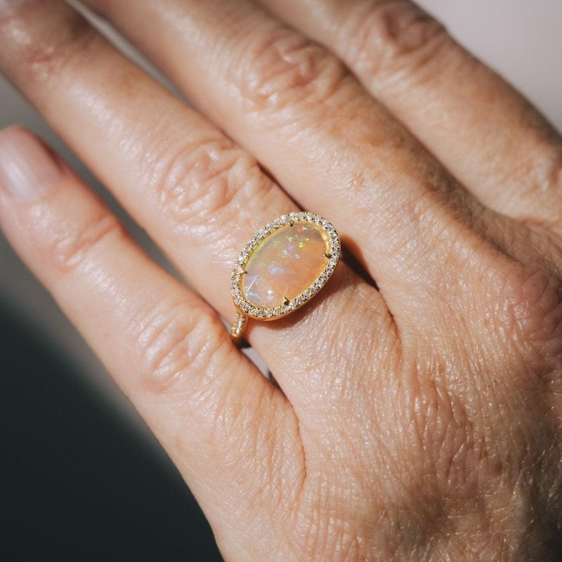 14k Yellow Gold Opal and Diamonds RingZiabirdRINGS