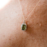 14K Yellow Gold Peridot w/diamonds NecklaceZiabirdNECKLACES