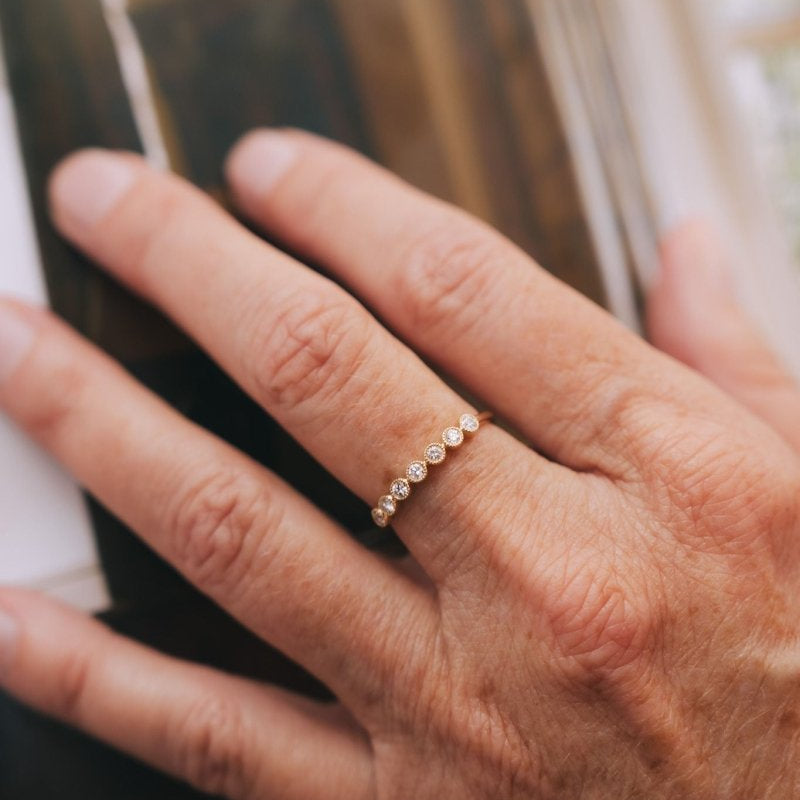 14k Yellow Gold Stacking Band with DiamondsZiabirdRINGS