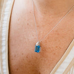 18K White Gold and Emerald Cut Blue Topaz with Teardrop Pearl and Diamonds NecklaceZiabirdNECKLACES