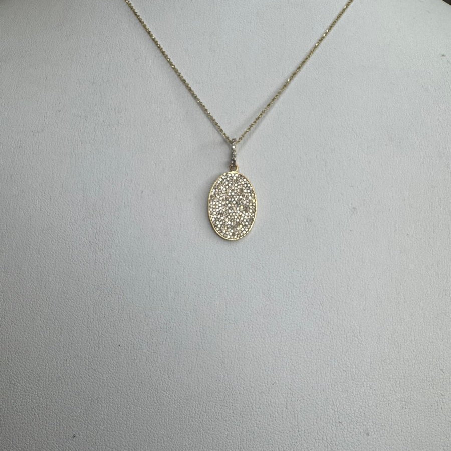 18K Yellow Gold Oval Pave Diamond NecklaceZiabirdNECKLACES