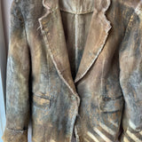 Hand Dyed Linen Blazer  - Gold with Metallic Paint