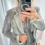 Hand Dyed Linen Blazer  - Light Grey