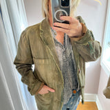 Hand Dyed Linen Chore Jacket  - Olive