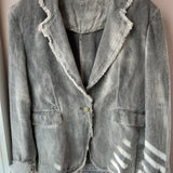 Hand Dyed Linen Blazer  - Light Grey