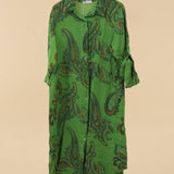 Apple Green Linen Shirt Dress with Paisley Motifla maison des fibres naturellesDRESS