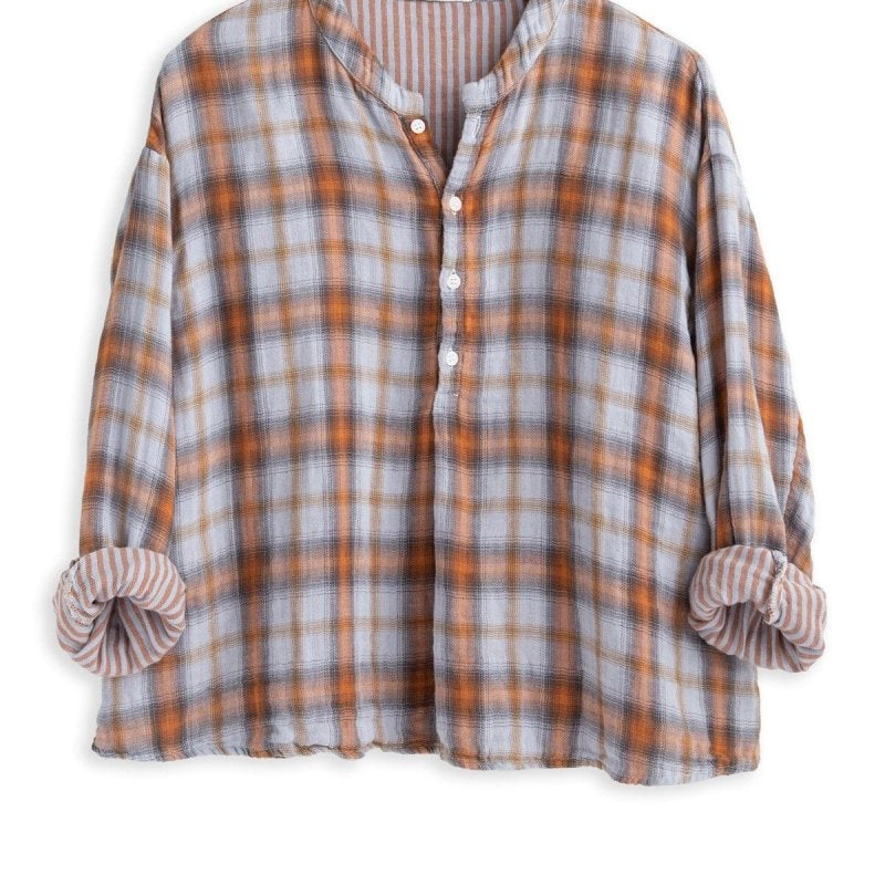 Ariana Orange/Light Blue Plaid with Stripe InsideCP ShadesTOPS