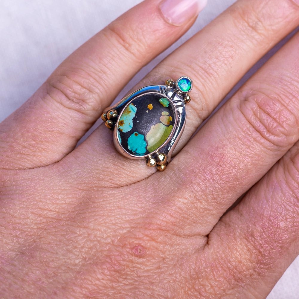 Australian Opal & Hubei Turquoise Ring Size 8MAHKARINGS