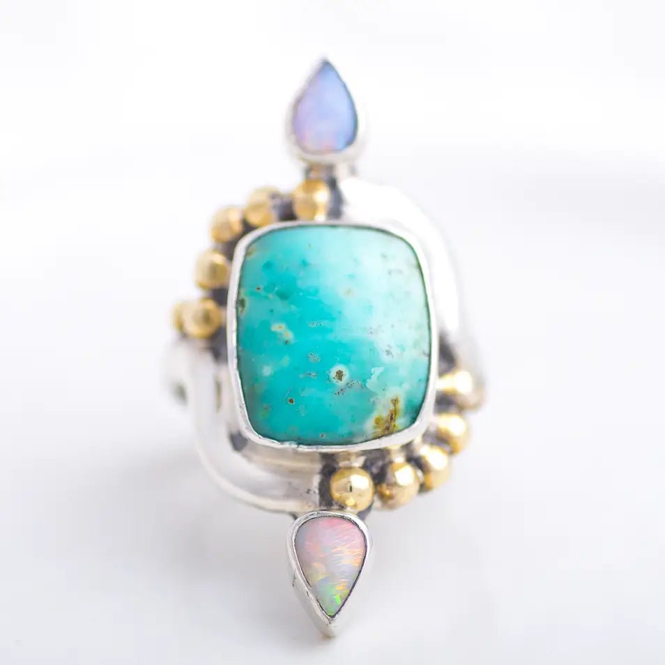 Australian Opal & Mesa Turquoise Ring Size 7MAHKARINGS