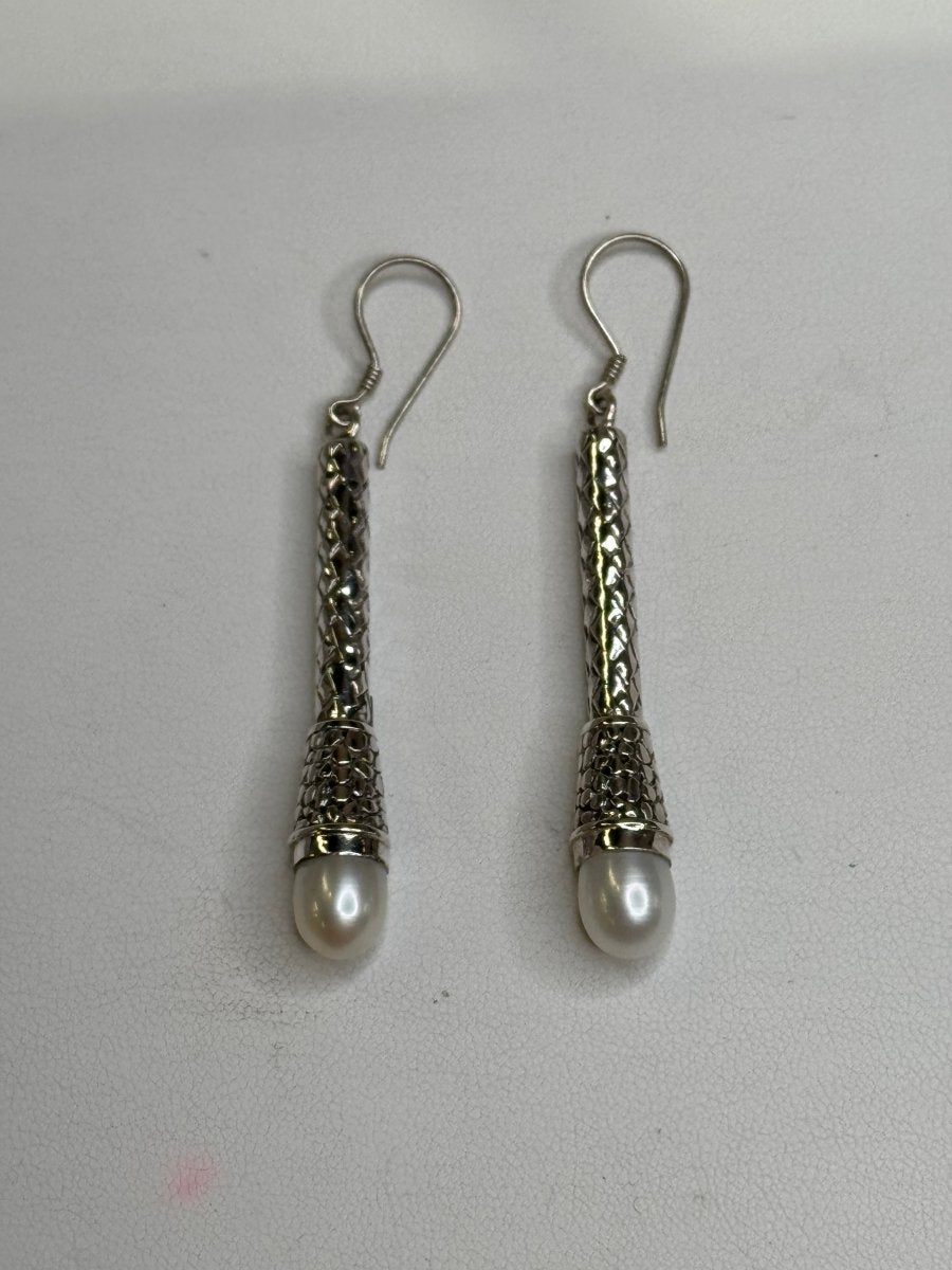 Bali Silver with White Pearl EarringsJinjaEARRINGS