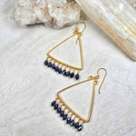 Black Crystal Triangle Fringe Gold #1528James & JezebelleEARRINGS