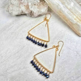 Black Crystal Triangle Fringe Gold #1528James & JezebelleEARRINGS