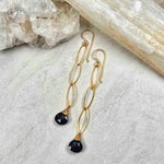 Black Spinel Chain Drop Gold #1532James & JezebelleEARRINGS