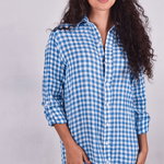 Blue Crinkle Check Linen Midi Dress by Emily Phillips - PRE SALEEmily PhillipsDRESS