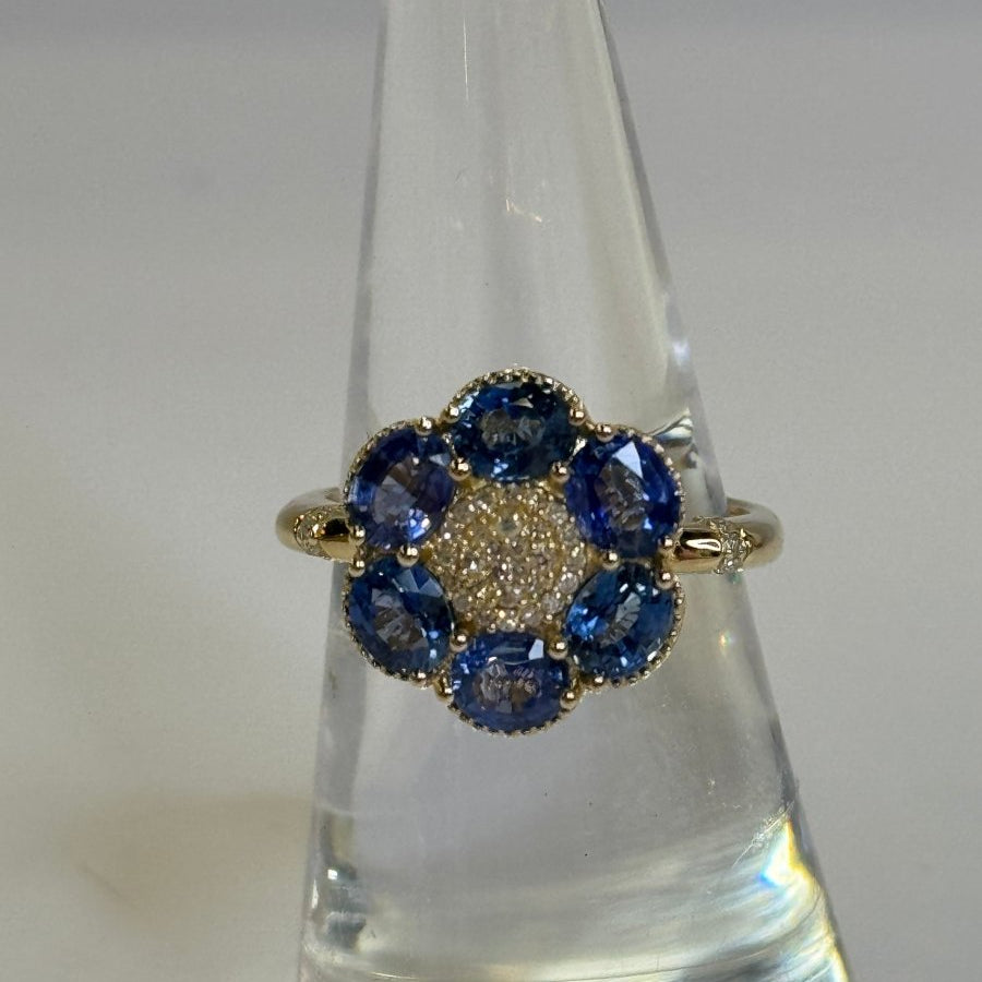 Blue Sapphire with Diamond RingZiabirdRINGS