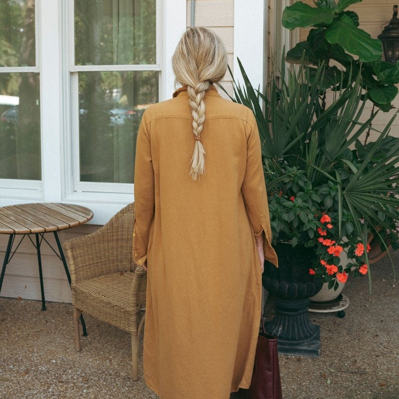 Button Down Shirt Dress in Textured CottonCP ShadesDRESS