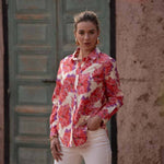 Chelsea printed cotton shirt in Peony redCHOKLATE PARISblouse