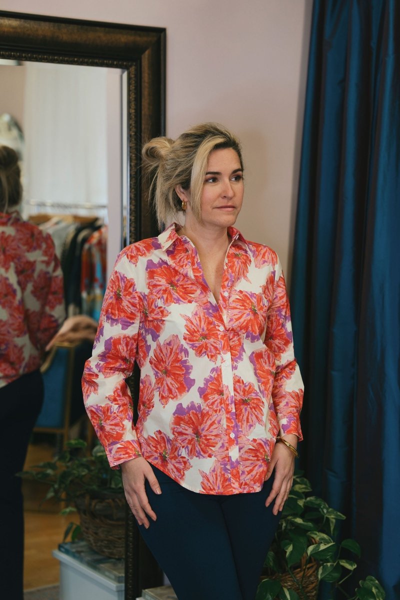 Chelsea printed cotton shirt in Peony redCHOKLATE PARISblouse