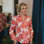 Chelsea printed cotton shirt in Peony redCHOKLATE PARISblouse