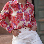 Chelsea printed cotton shirt in Peony redCHOKLATE PARISblouse