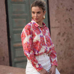 Chelsea printed cotton shirt in Peony redCHOKLATE PARISblouse