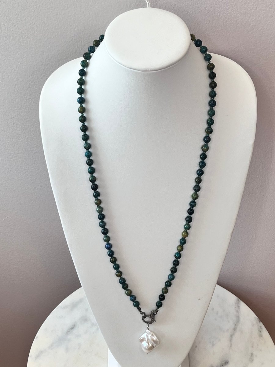 Chrysocolla Round Gemstones Long NecklaceBeth ZinkNECKLACES