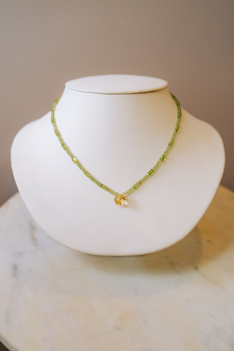 Citrine Hexagon Gemstone & Peridot Rondelle NecklaceBeth ZinkNECKLACES