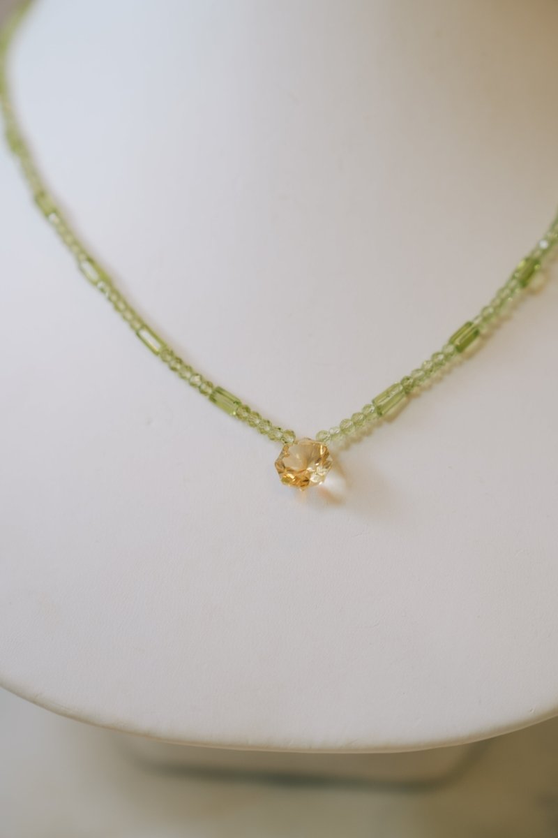 Citrine Hexagon Gemstone & Peridot Rondelle NecklaceBeth ZinkNECKLACES