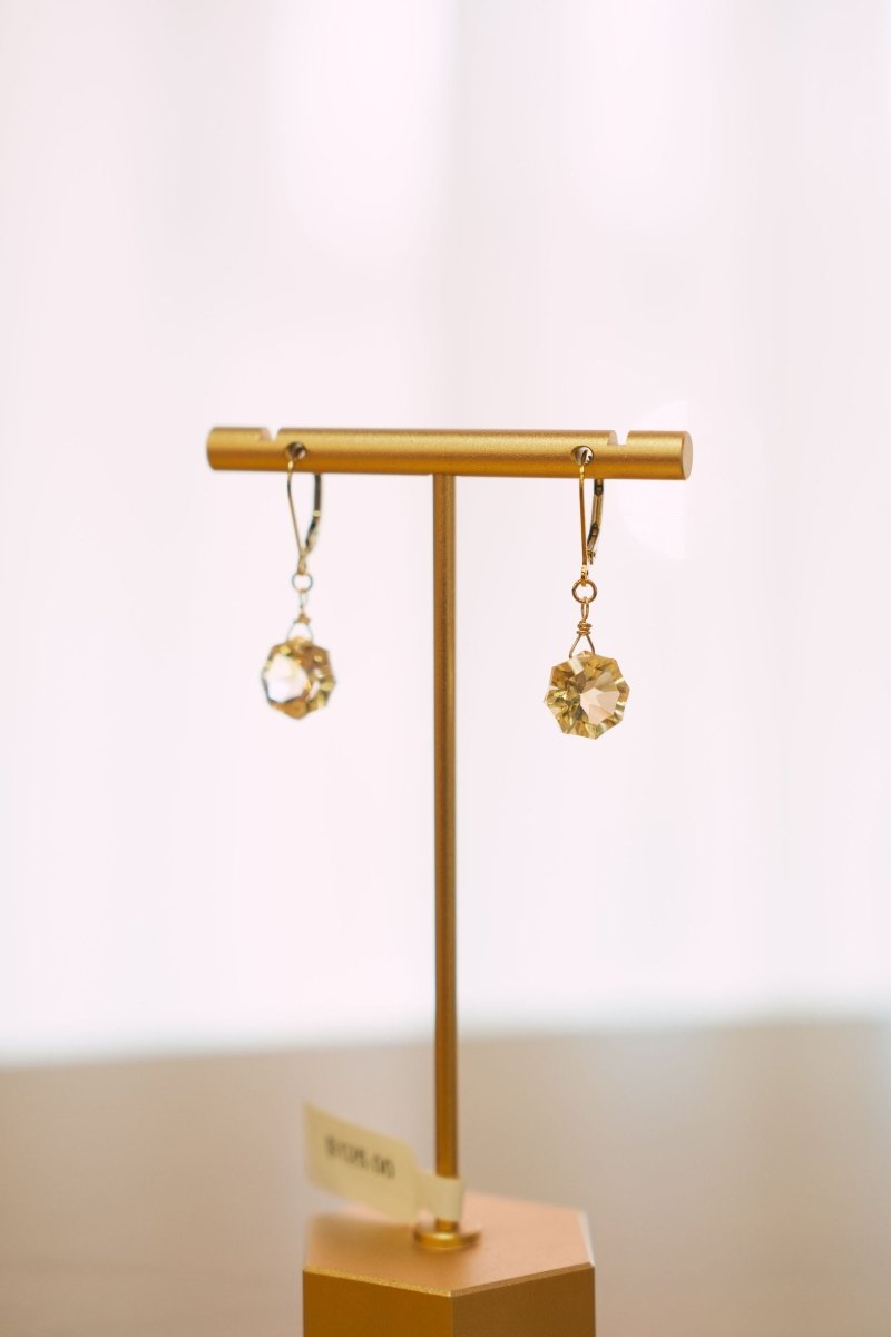 Citrine Hexagon Gemstones on 14kgf Leverback EarringsBeth ZinkEARRINGS