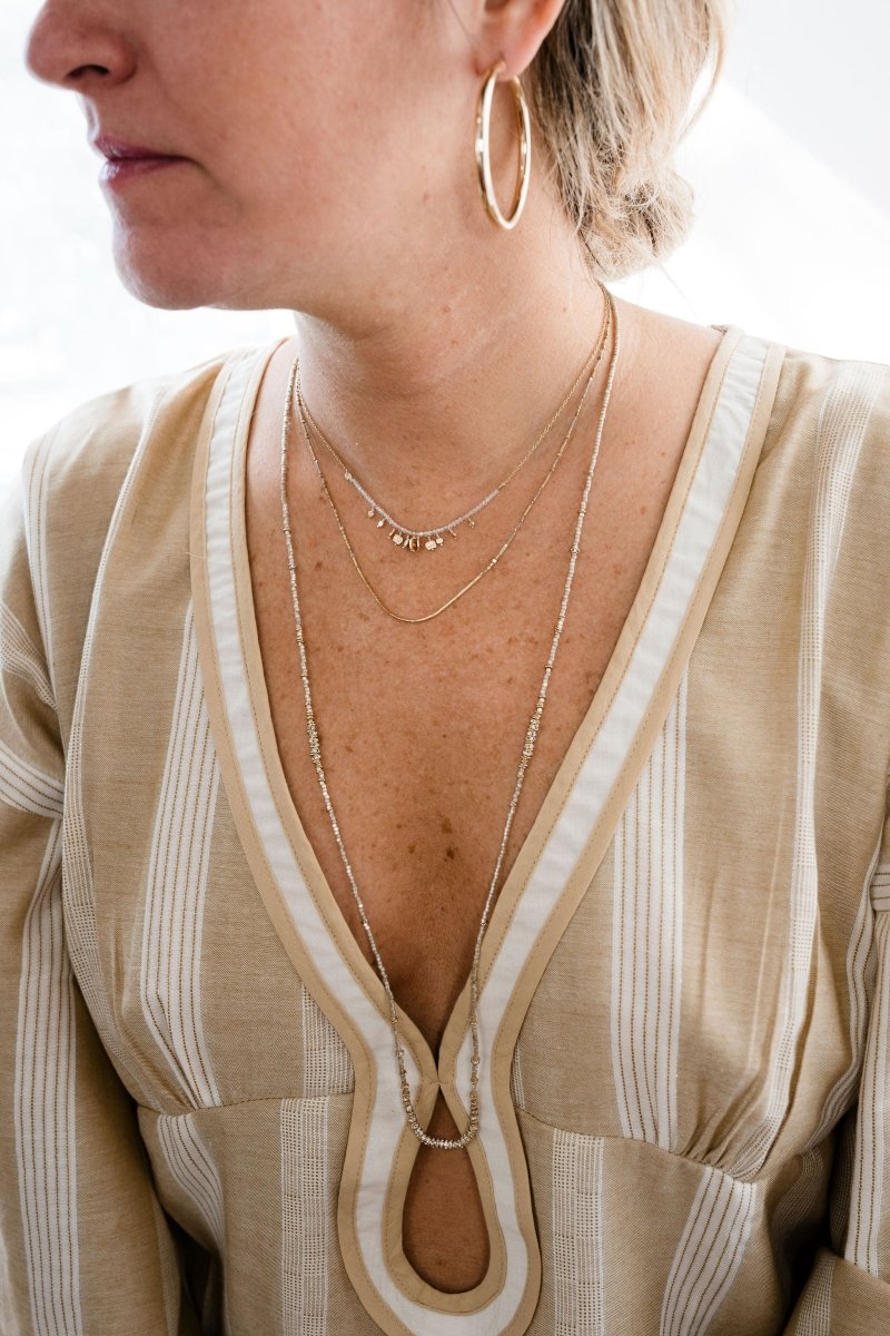 Cluster of White Topaz Necklace with CharmsILDNECKLACES