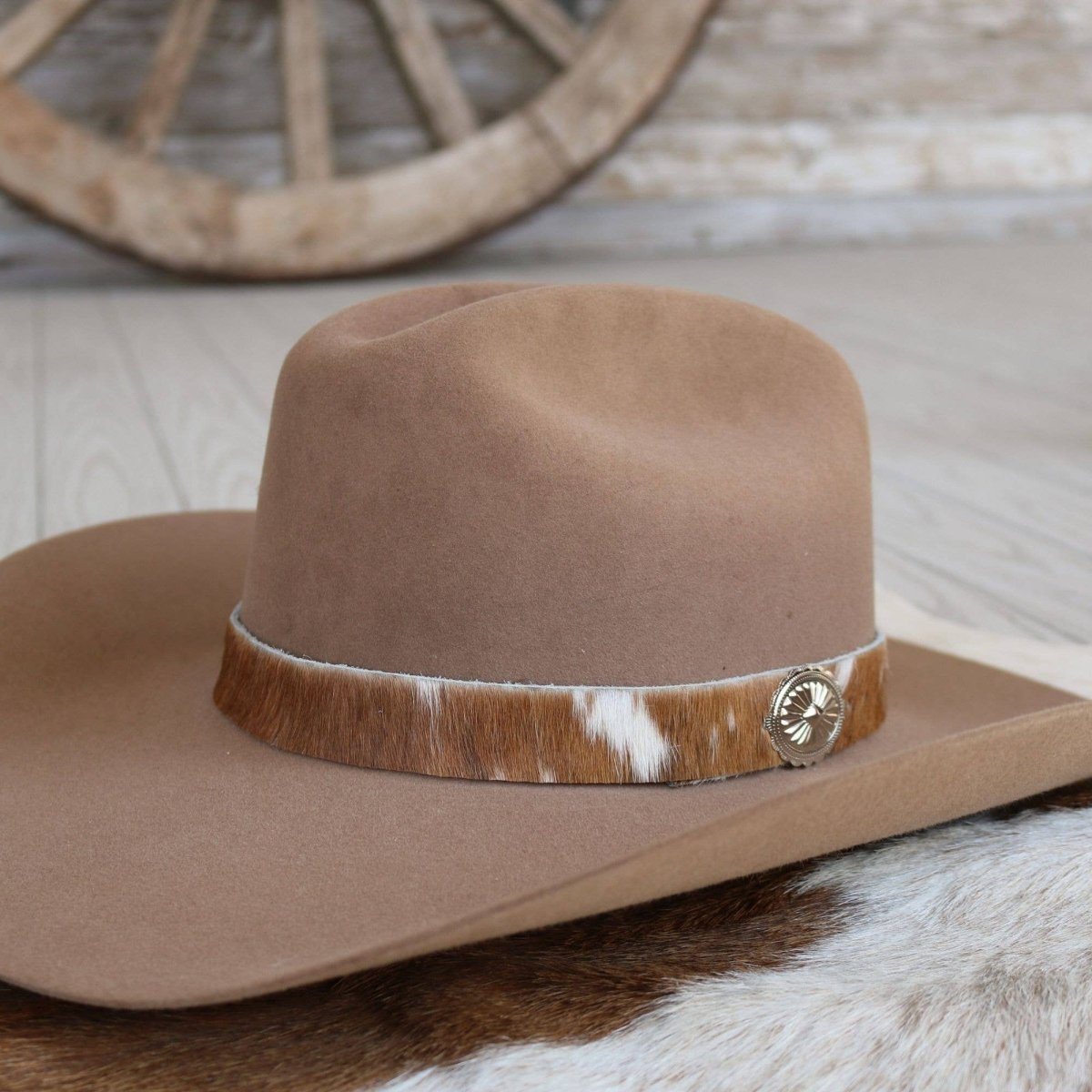 Cowhide Hat Band - Brown & WhiteWillow Lane Hat Co.Hat Band