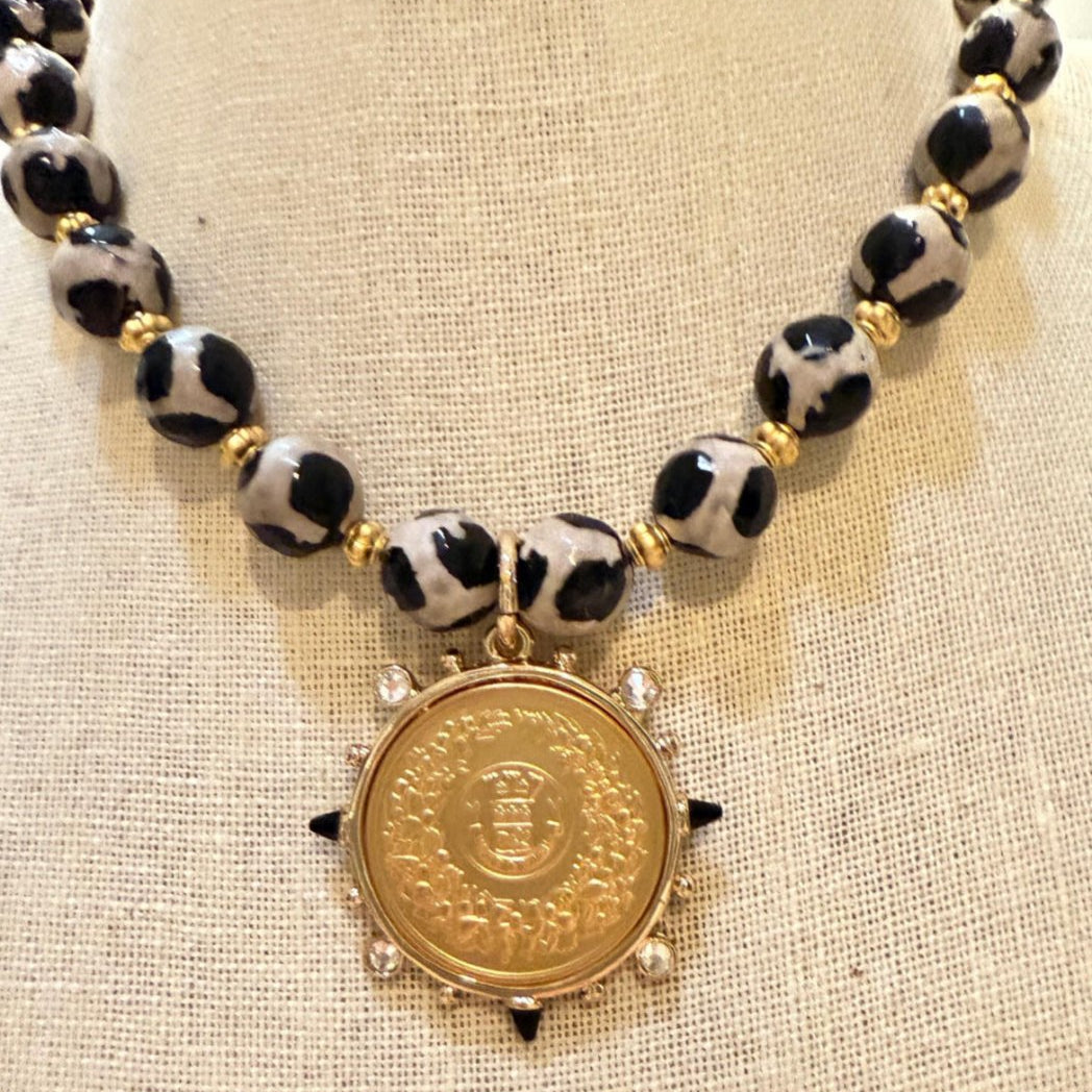 Dalmatian Jasper with Large Coin Pendant Necklace #8Bella Smith DesignsNECKLACES