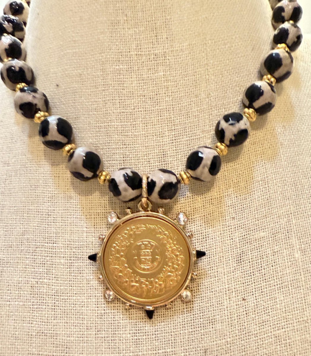 Dalmatian Jasper with Large Coin Pendant Necklace #8Bella Smith DesignsNECKLACES