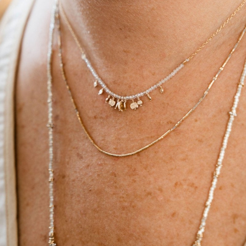 Delicate silk and gold bead necklaceILDNECKLACES