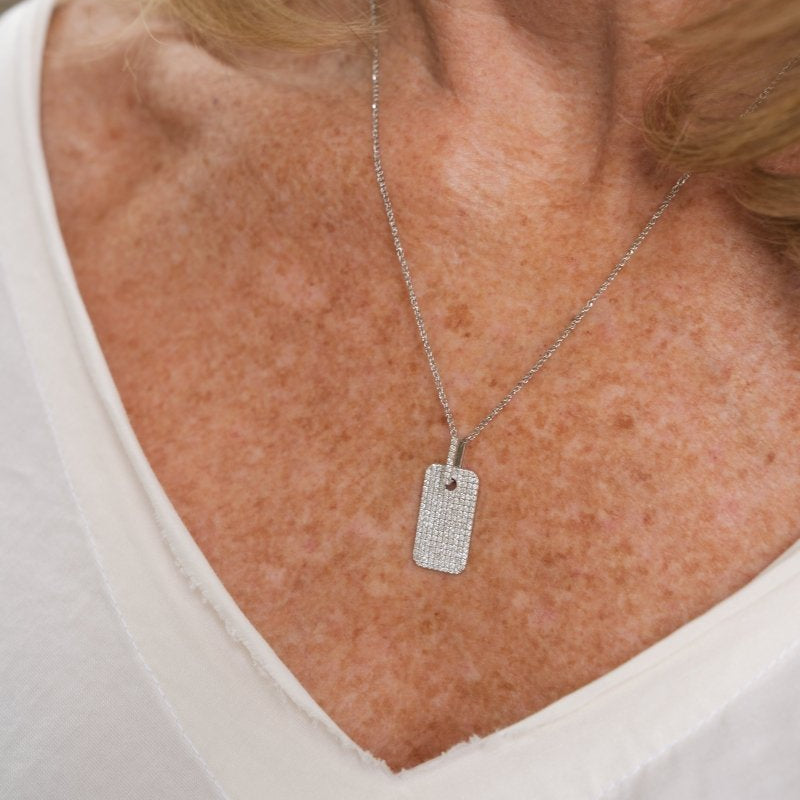 Diamond Dog Tag & 14K White Gold NecklaceZPL - Fine LineNECKLACES