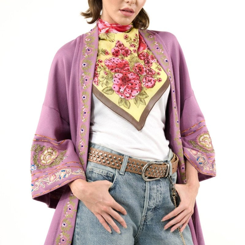 Embellished French Terry Kimono in LavenderArattaKimono