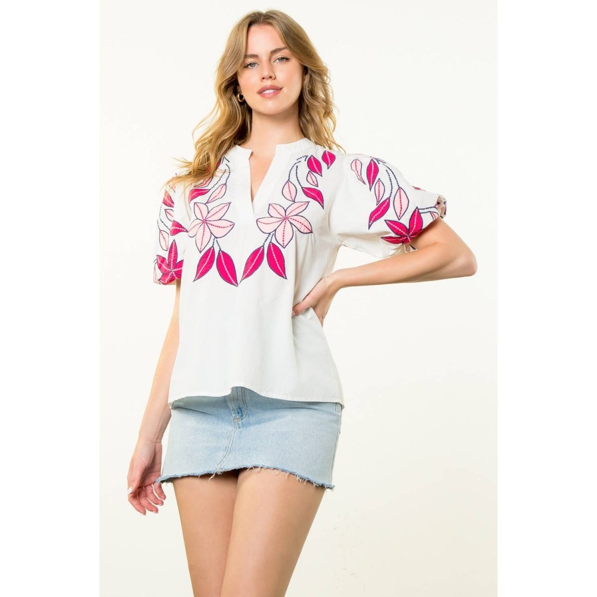 Embroidered Cotton Poplin TopTHMLTOPS