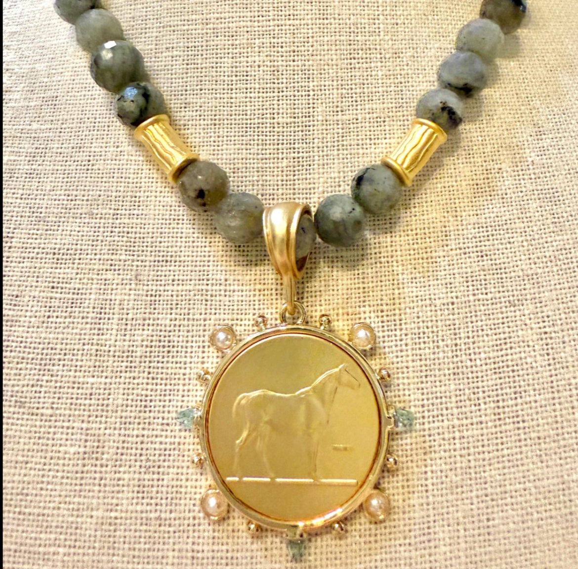 Equestrian Pendant on Labradorite Necklace #6Bella Smith DesignsNECKLACES