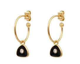 Esmé Hoops with Black Enamel and CZLouise HendricksEARRINGS