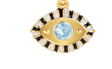 Evil Eye Third Eye Enamel and Crystal Pendant Necklace: Gold/clearHoopLaNECKLACES