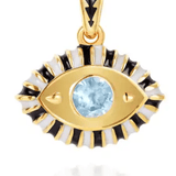 Evil Eye Third Eye Enamel and Crystal Pendant Necklace: Gold/clearHoopLaNECKLACES