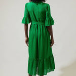 Eyelet Button Down Midi Dress: Kelly - GreenSugarlipsDRESS