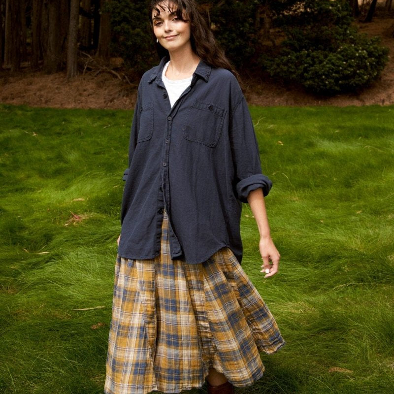 Fanny Mustard/Navy Plaid with Navy CheckCP ShadesSKIRT