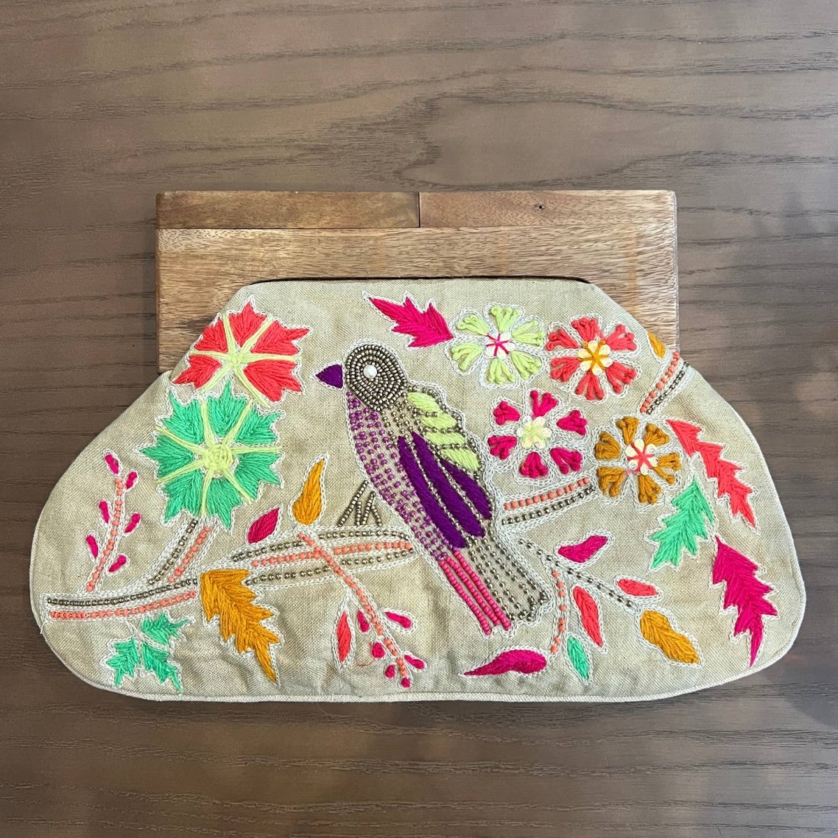 Floral Bird Embroidered ClutchChloe & LexBAGS